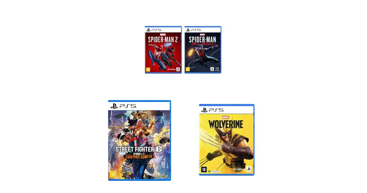Arte promocional de jogos de PlayStation 5 em oferta