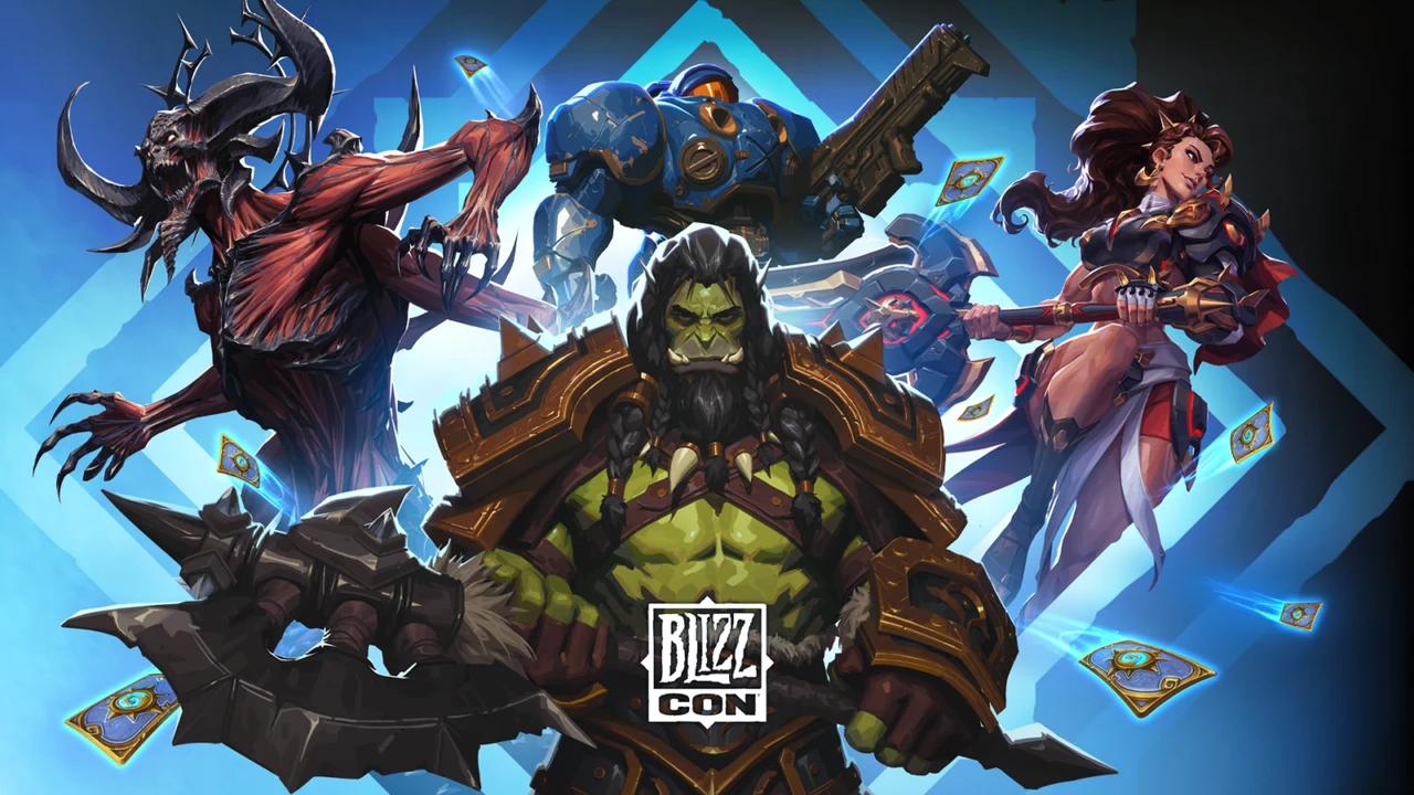 Arte promocional da BlizzCon 2026 com os universos das franquias Blizzard
